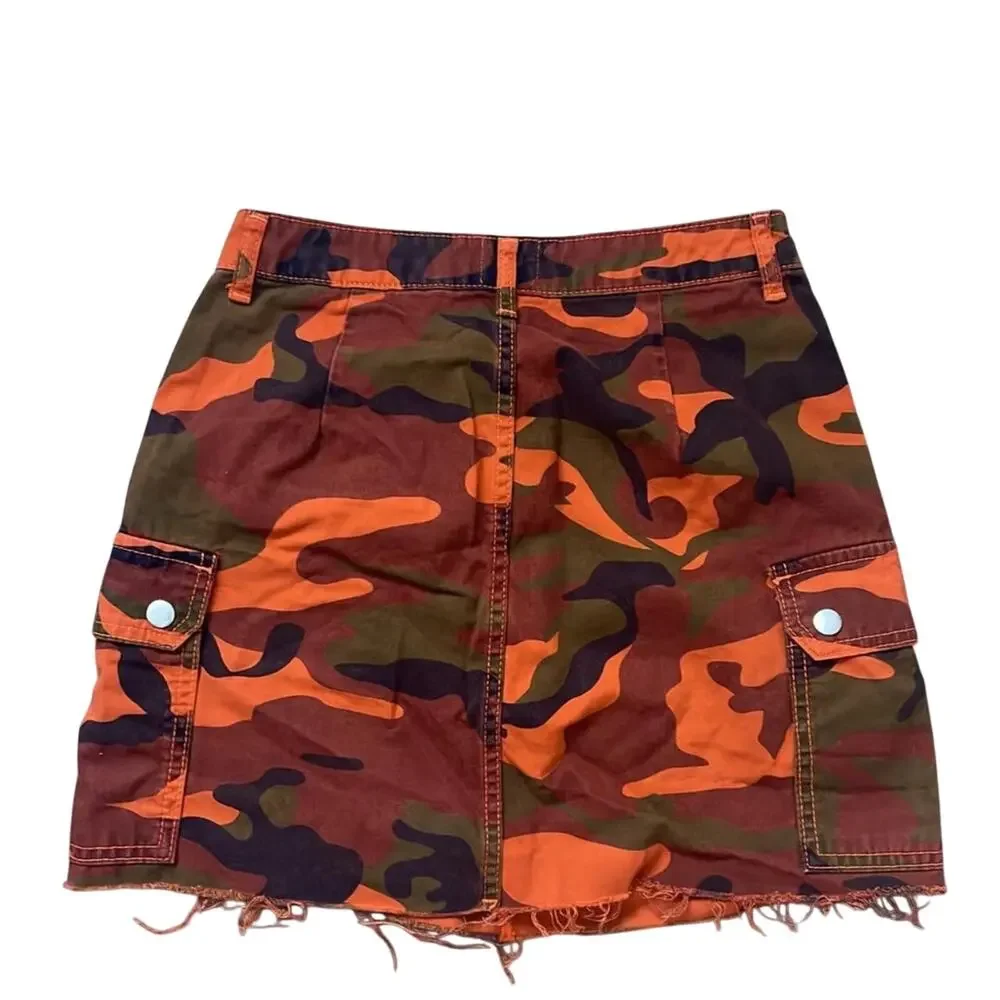 Urban Outfitters Orange & Olive Camo Mini Skirt
